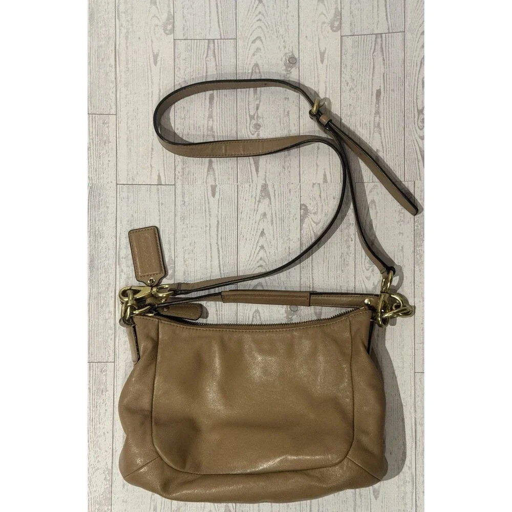 Vintage Coach Kristin Leather Hobo Shoulder/Crossbody Bag Taupe